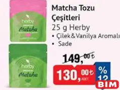 HERBY MATCHA TOZU ÇEŞİTLERİ 25 G fiyat ve kampanya bilgisi